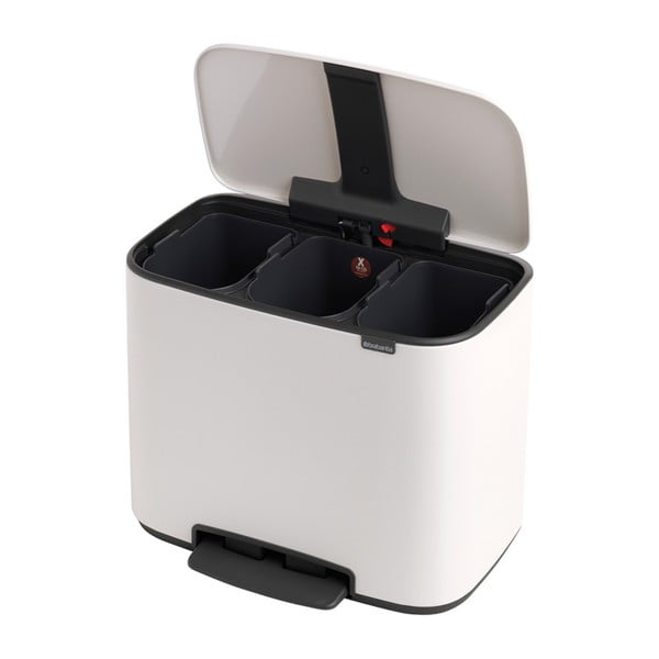 Biely nášľapný oceľový odpadkový kôš na triedený odpad 33 l Bo – Brabantia