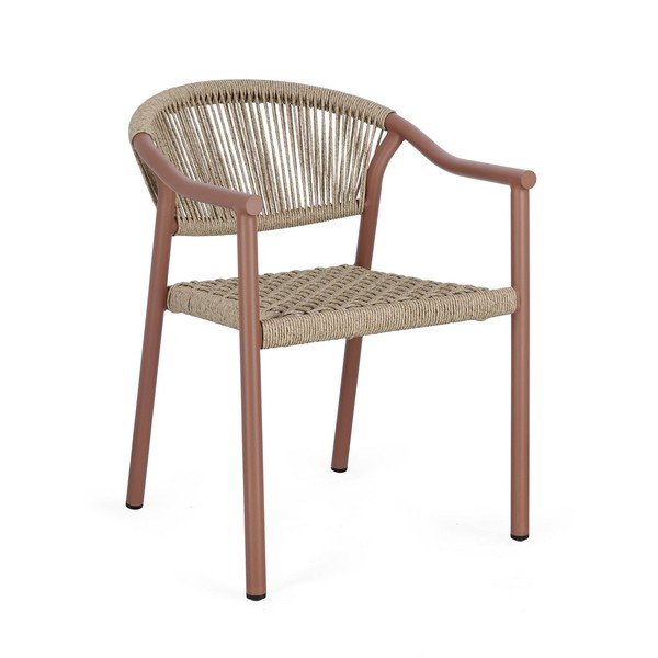 Červená/v prírodnej farbe kovová záhradná stolička Canarias – Bizzotto