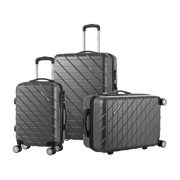 Sada 3 čiernych cestovných kufrov na kolieskach Murano Americano