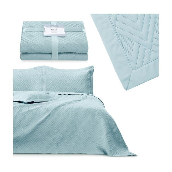 Svetlomodrý prešívaný pléd z mikrovlákna 220x240 cm Ophelia – Restilo-image-4