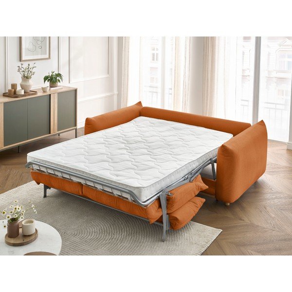 Oranžová rozkladacia pohovka 214 cm Ernest – Bobochic Paris-image-1