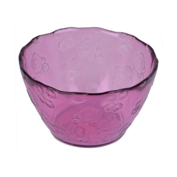 Ružová sklenená miska Ego Dekor Flora, 14 cm