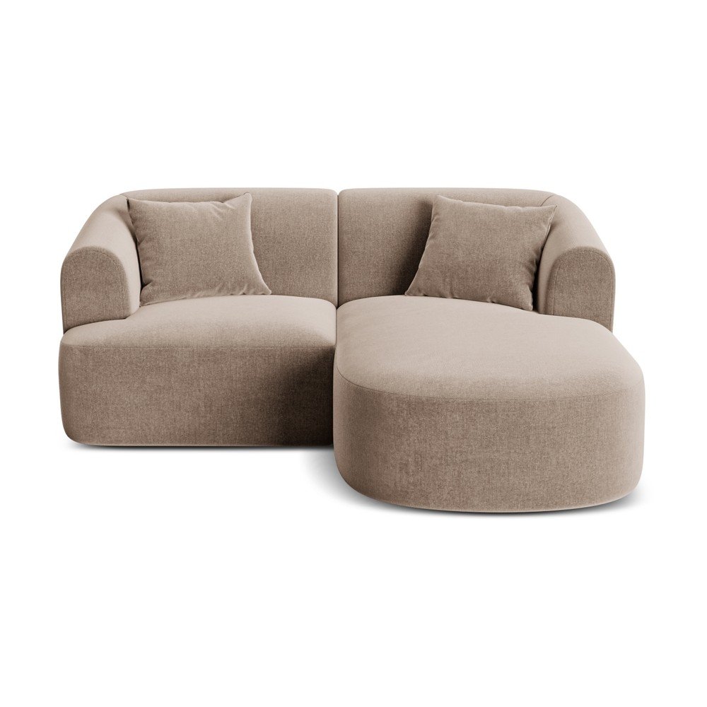 Svetlohnedá zamatová rohová pohovka (pravý roh/s leňoškou) Campi – Cosmopolitan Design