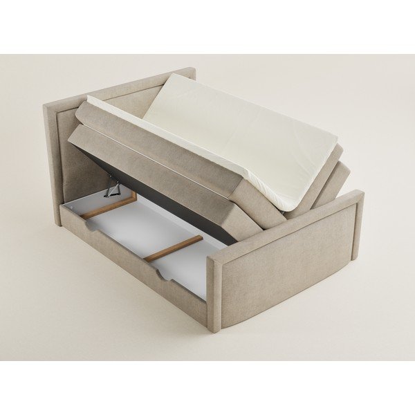 Béžová boxspring posteľ s úložným priestorom 140x200 cm Fresco – Maison de Rêve-image-3