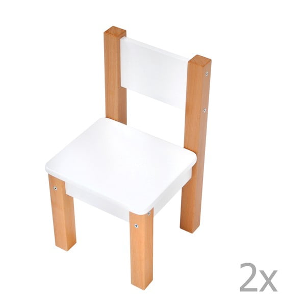 Sada 2 bielych detských stoličiek Mobi furniture Mario