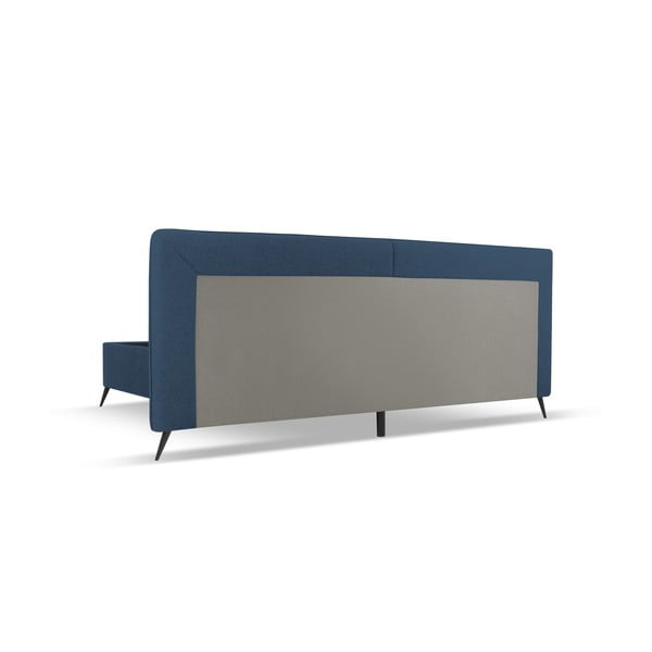 Tmavomodrá čalúnená dvojlôžková posteľ s úložným priestorom a roštom 160x200 cm Walter – Milo Casa-image-3