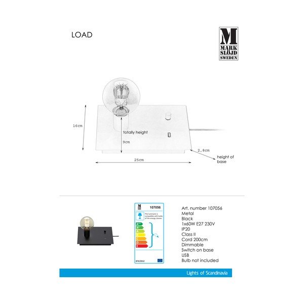 Čierna stolová lampa Markslöjd Load-image-1