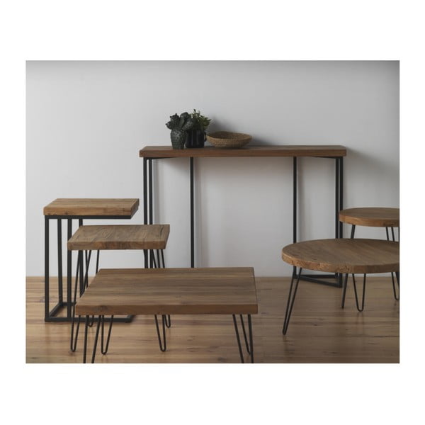 Odkladací stolík s doskou z brestového dreva Geese Camile, ⌀ 46 cm-image-1