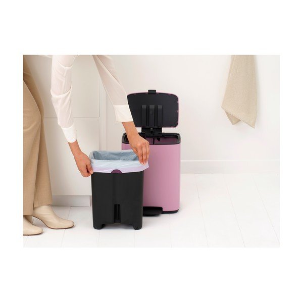 Ružový pedálový oceľový odpadkový kôš 12 l Bo – Brabantia-image-2