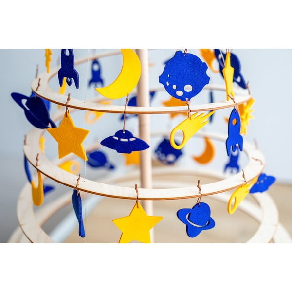 Súprava 8 žlto-modrých filcových vianočných dekorácií Spira Medium-image-3