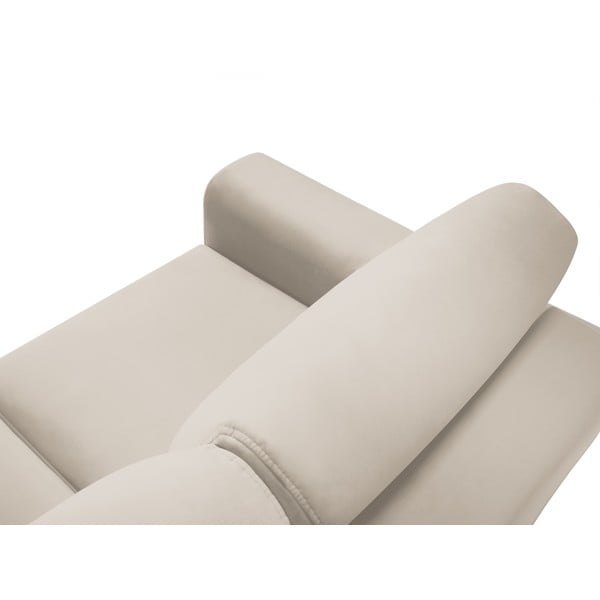 Béžová zamatová rozkladacia/s úložným priestorom rohová pohovka Kyoto – Cosmopolitan Design-image-4