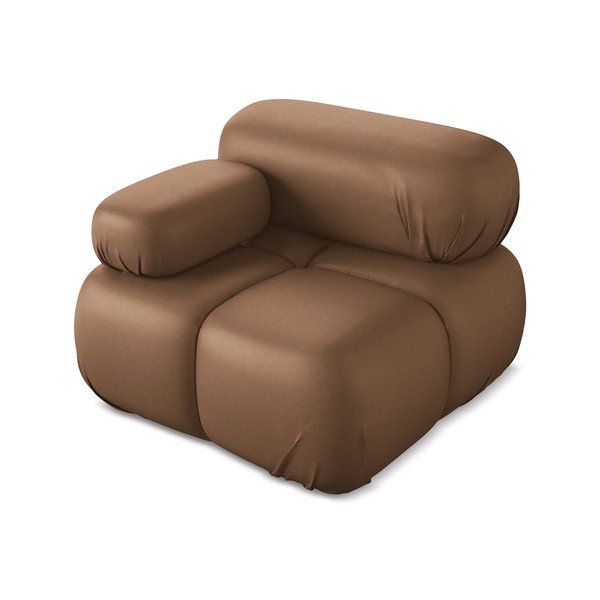 Hnedý modul pohovky z imitácie kože (ľavý roh) Lokua – Makamii-image-1