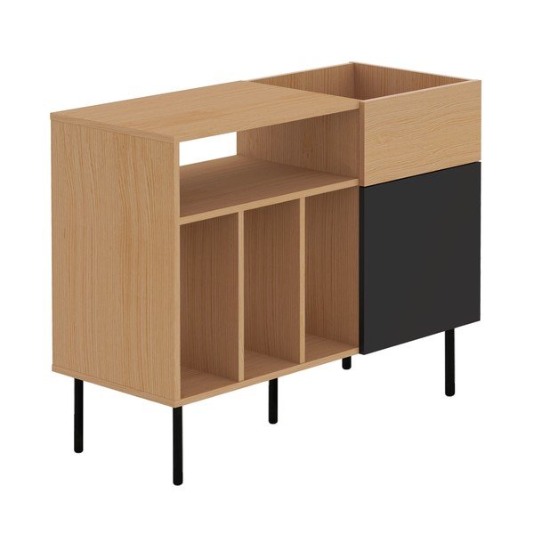 Čierna nízka komoda na gramofónové dosky v dekore duba 100x80 cm Viny - TemaHome-image-2