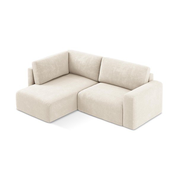 Krémová ženilková rozkladacia/s úložným priestorom rohová pohovka (ľavý roh/do L) Kona – Makamii-image-3