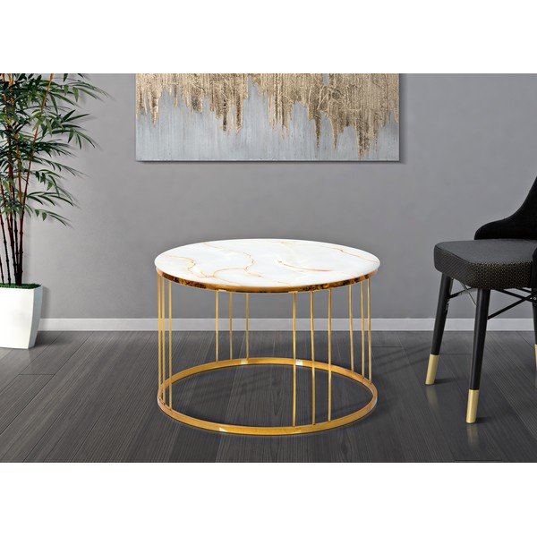 Konferenčný stolík v zlatej farbe Mauro Ferretti Simple Paris, ⌀ 70 cm-image-1