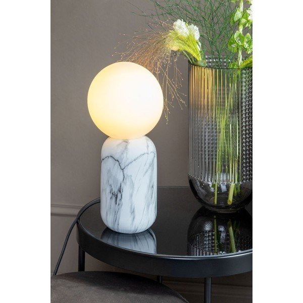 Biela stolová lampa v mramorovom dekore Leitmotiv Gala, výška 32 cm-image-1