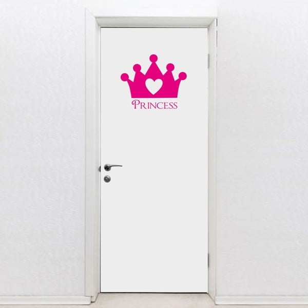 Ružová samolepka na dveře Princess