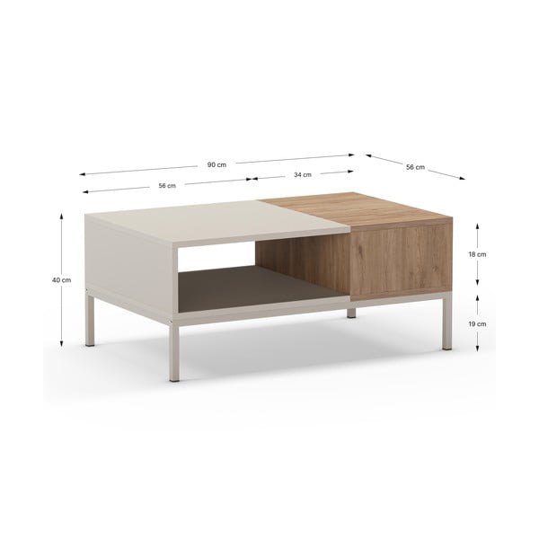 Krémový konferenčný stolík 56x90 cm Cailin – Marckeric-image-4