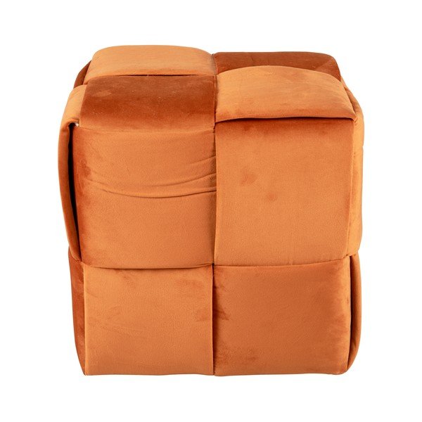Oranžový zamatový taburet Weaved – Leitmotiv-image-2