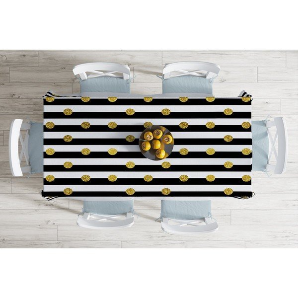 Obrus s prímesou bavlny Minimalist Cushion Covers Gold Dots, 140 x 180 cm-image-1