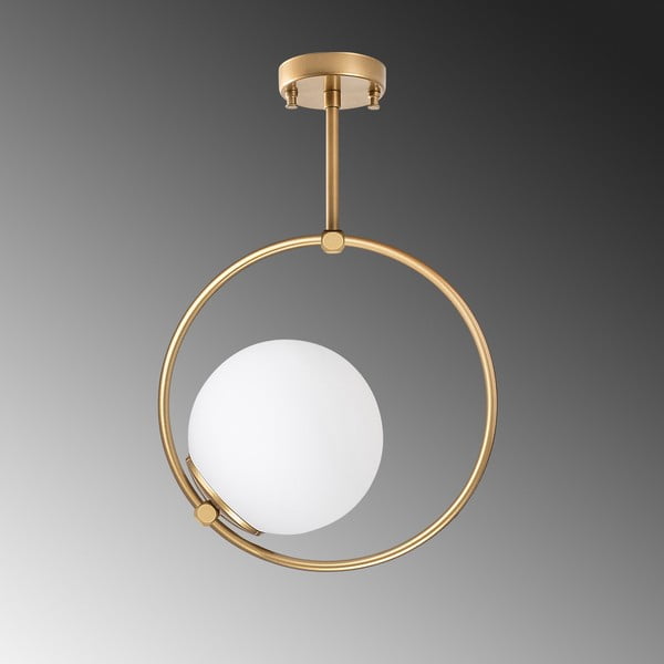 Biele/v mosadznej farbe stropné svietidlo so skleneným tienidlom 39x26 cm Dolunay – Opviq lights-image-4