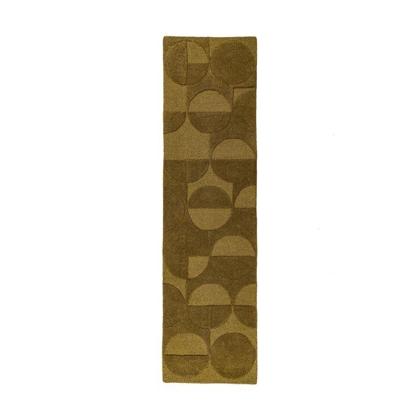 Tmavozelený ručne tkaný vlnený behúň 60x230 cm Gigi – Flair Rugs