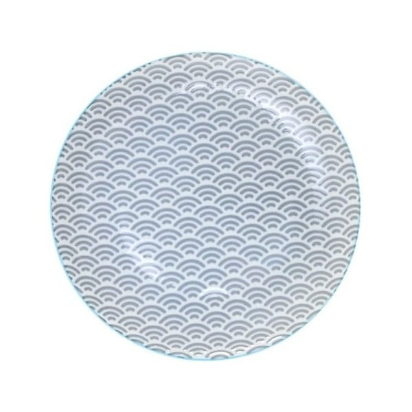 Sivý porcelánový tanier Tokyo Design Studio Wave, ⌀ 20,6 cm