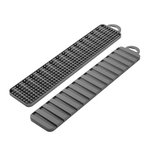 Sivá plastová odkvapkávacia podložka na riad 42x8 cm Gravity – Metaltex