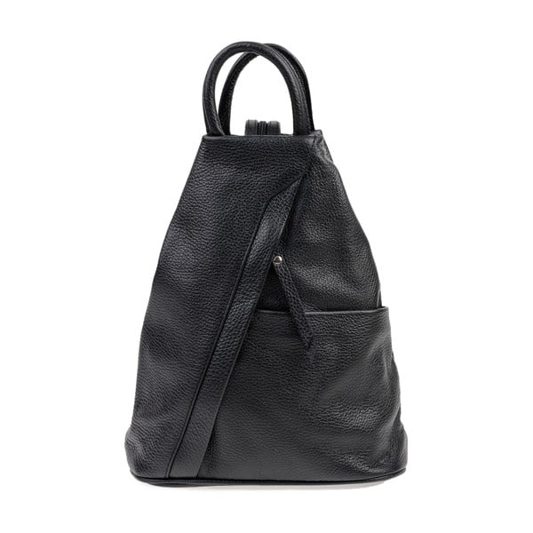 Čierny kožený batoh Carla Ferreri Emilia