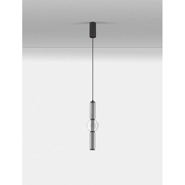 Sivé sklenené LED závesné svietidlo so stmievačom ø 12 cm Ulon – Nova Luce-image-1