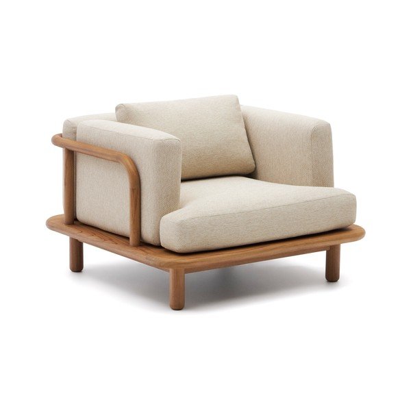 Drevené záhradné kreslo v béžovej a prírodnej farbe Turqueta – Kave Home