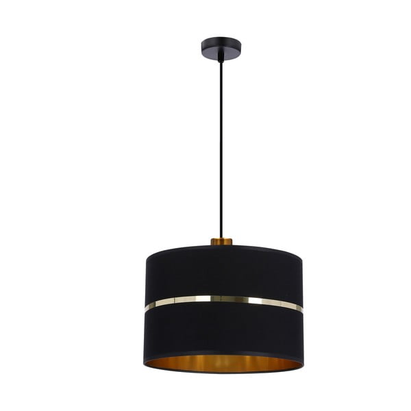 Čierne závesné svietidlo s textilným tienidlom ø 30 cm Assam – Candellux Lighting