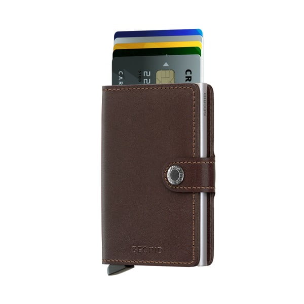 Hnedá kožená peňaženka s puzdrom na karty Secrid Classic