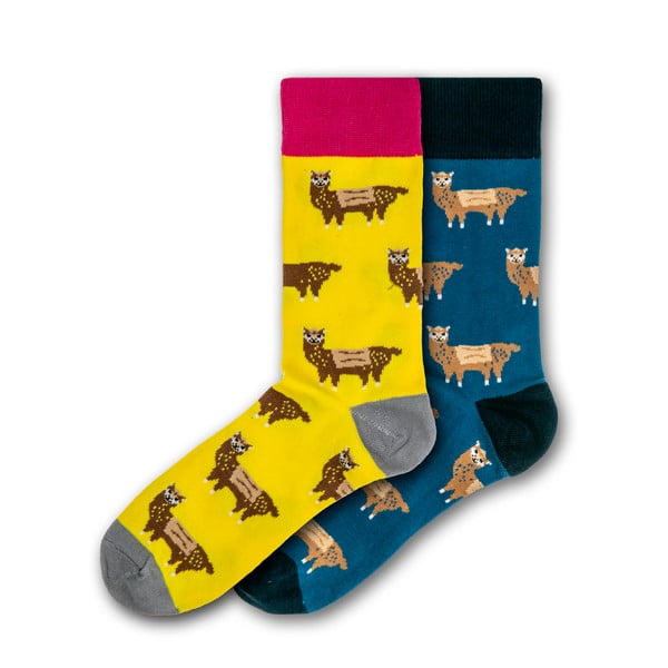 Sada 2 párov farebných ponožiek Funky Steps Llamas, veľkosť 41 - 45