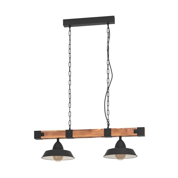 Závesné svietidlo v čiernej a prírodnej farbe s kovovým tienidlom OLDBURY – EGLO