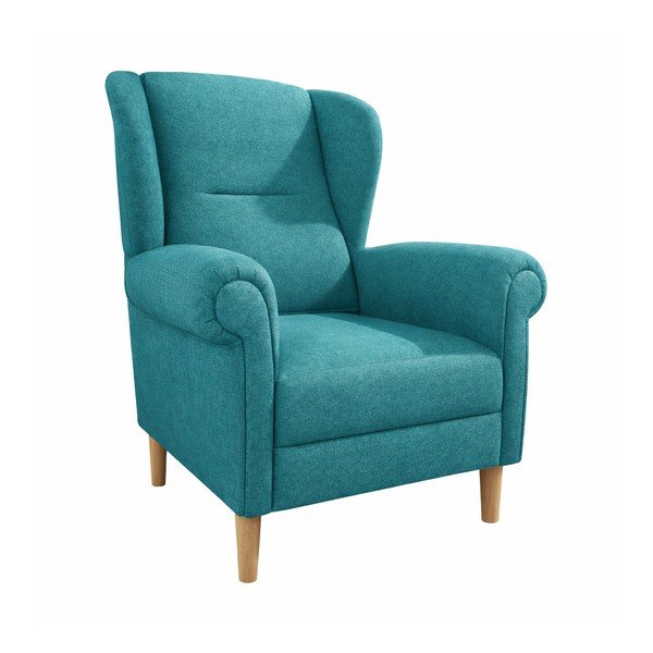 Tyrkysovomodré kreslo ušiak Swan – Ropez
