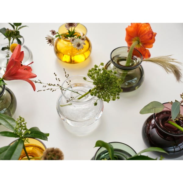 Okrovožltá sklenená ručne vyrobená váza (výška 9 cm) Inu – Zone-image-1