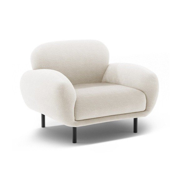 Biele kreslo z textílie buklé Poppy – Micadoni 