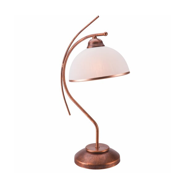 Tmavohnedá stolová lampa so skleneným tienidlom (výška  49 cm) Patrycja – LAMKUR