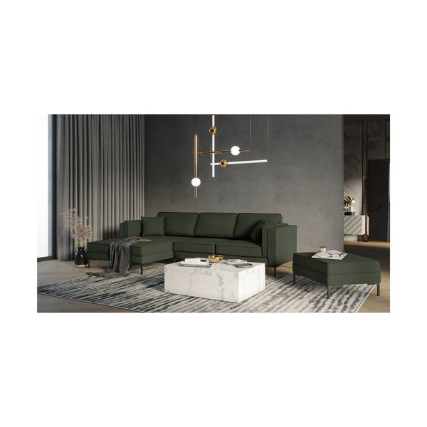 Tmavozelená rohová pohovka Milo Casa Attilio, ľavý roh-image-4