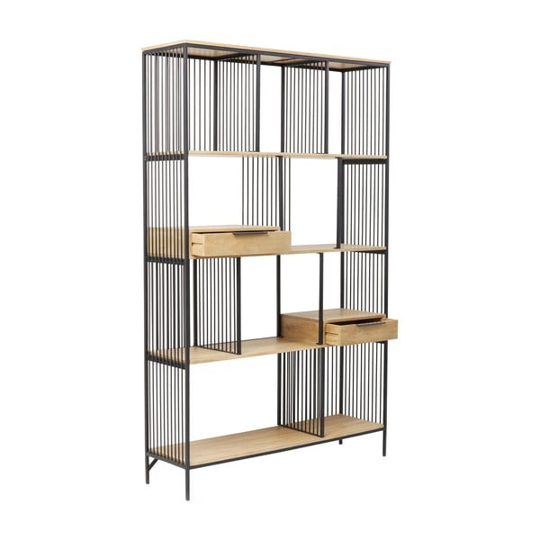 Kovová knižnica s policami z mangového dreva Kare Design Modena, výška 200 cm