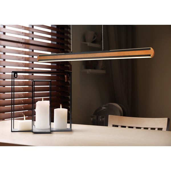 LED závesné svietidlo v čierno-prírodnej farbe Deacon – Trio-image-1