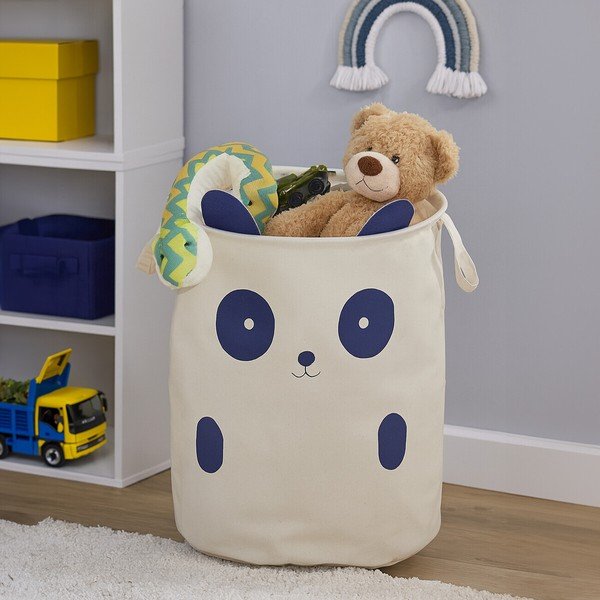 Biely látkový detský kôš na hračky ø 38x48 cm Mimo Panda Face – Premier Housewares-image-3