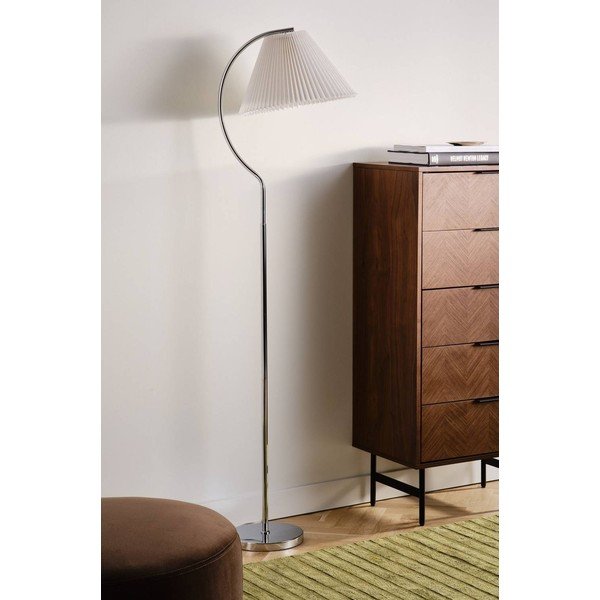 Biela/v lesklej striebornej farbe látková stojacia lampa (výška  165 cm) Celie – Jotex-image-2