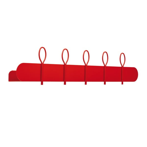 Červený nástenný vešiak so 4 háčikmi a poličkou MEME Design Balloon