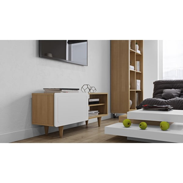TV stolík v dekore dubového dreva s bielymi detailmi TemaHome Nyla-image-1