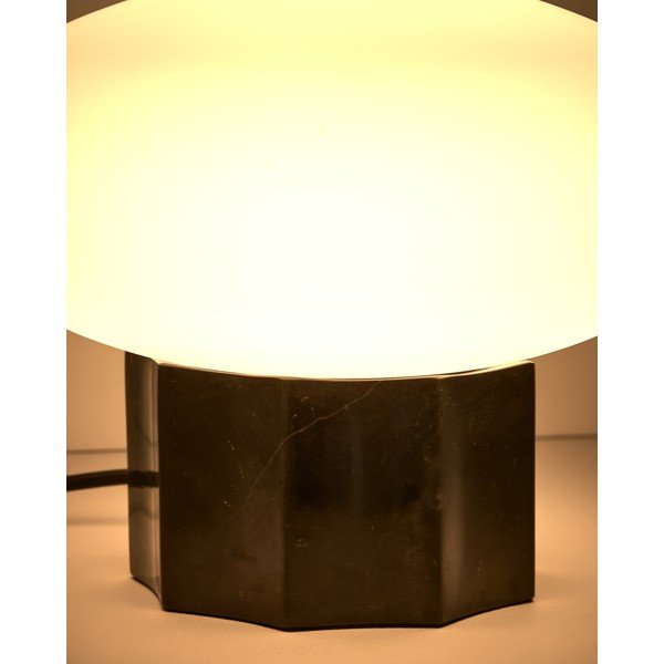 Biela/čierna kovová stolová lampa so skleneným tienidlom (výška  20 cm) Idela – Kave Home-image-3