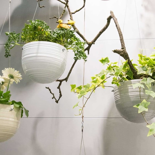 Biely keramický závesný kvetináč Big pots Bergamo, ø 18 cm-image-1