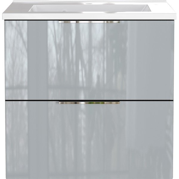 Sivá lesklá závesná skrinka pod umývadlo 61x61 cm Celano – Germania-image-2
