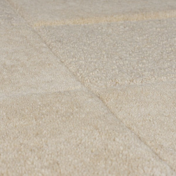 Béžový ručne tkaný vlnený behúň 60x230 cm Checkerboard – Flair Rugs-image-3